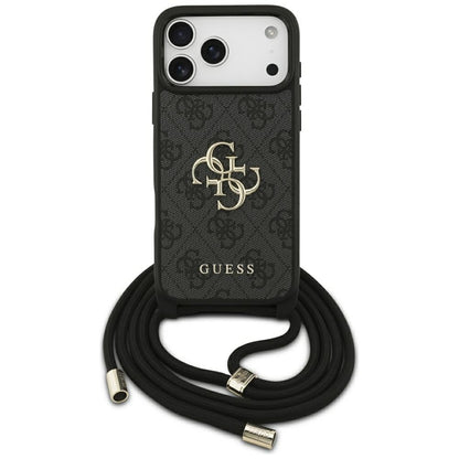 Fodral för Apple iPhone 17 Pro Max, Guess, 4G CBDY Big Logo med snoddrem, Svart