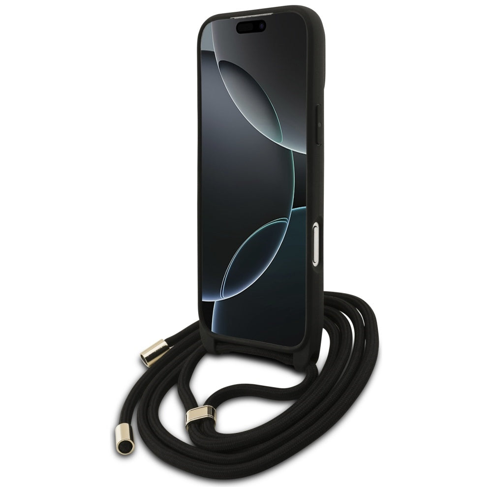 Fodral för Apple iPhone 17 Pro Max, Guess, 4G CBDY Big Logo med snoddrem, Svart