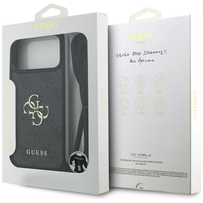 Fodral för Apple iPhone 17 Pro Max, Guess, 4G CBDY Big Logo med snoddrem, Svart
