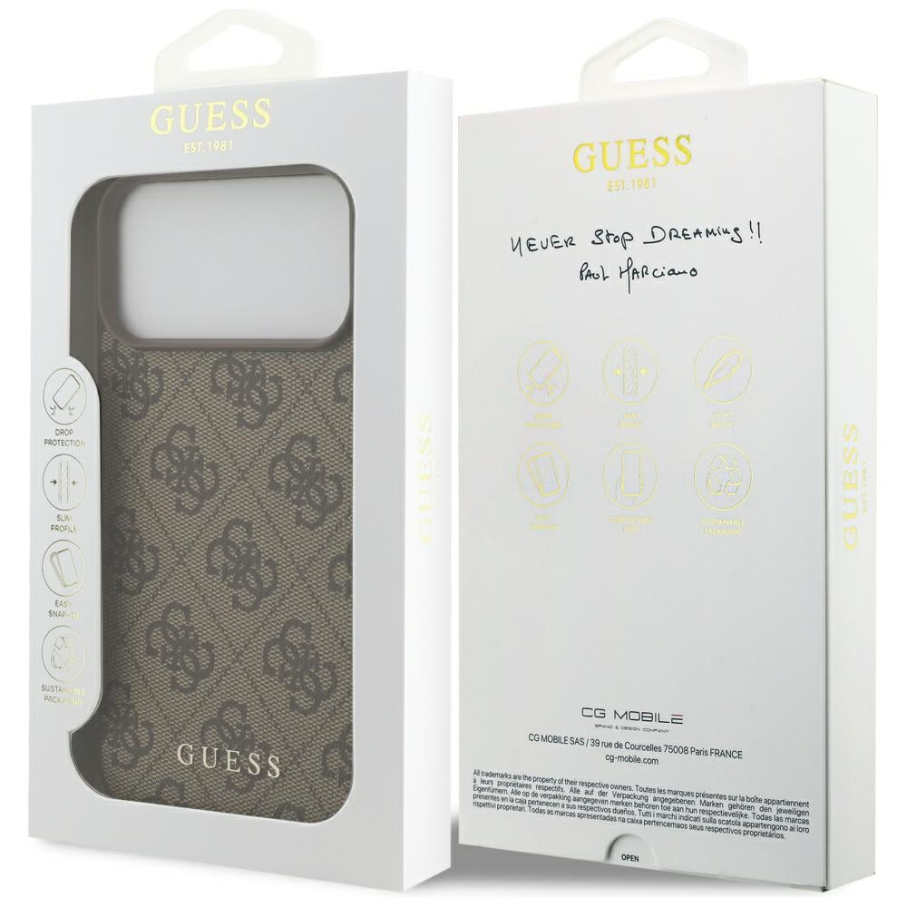 Skyddsfodral för Apple iPhone 17 Pro Max, Guess, 4G Classic, Brun