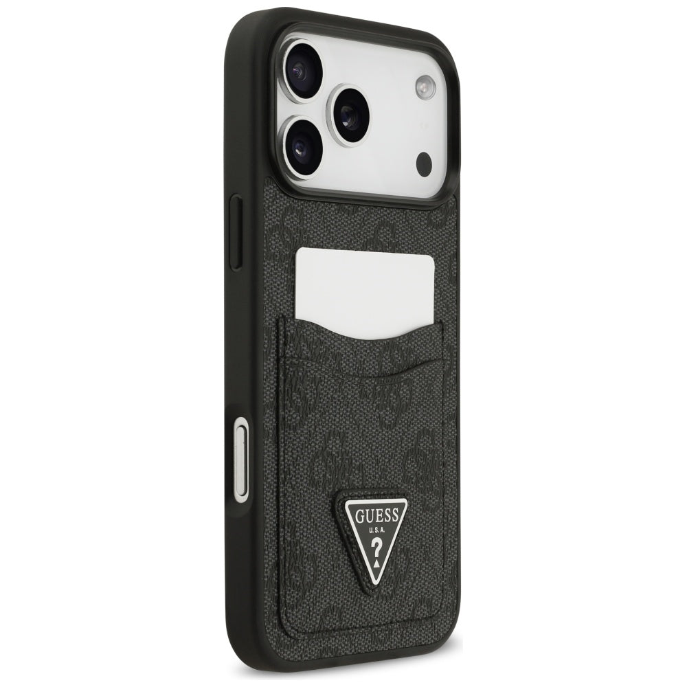 Fodral för Apple iPhone 17 Pro Max, Guess, 4G Double Card Triangle, Svart