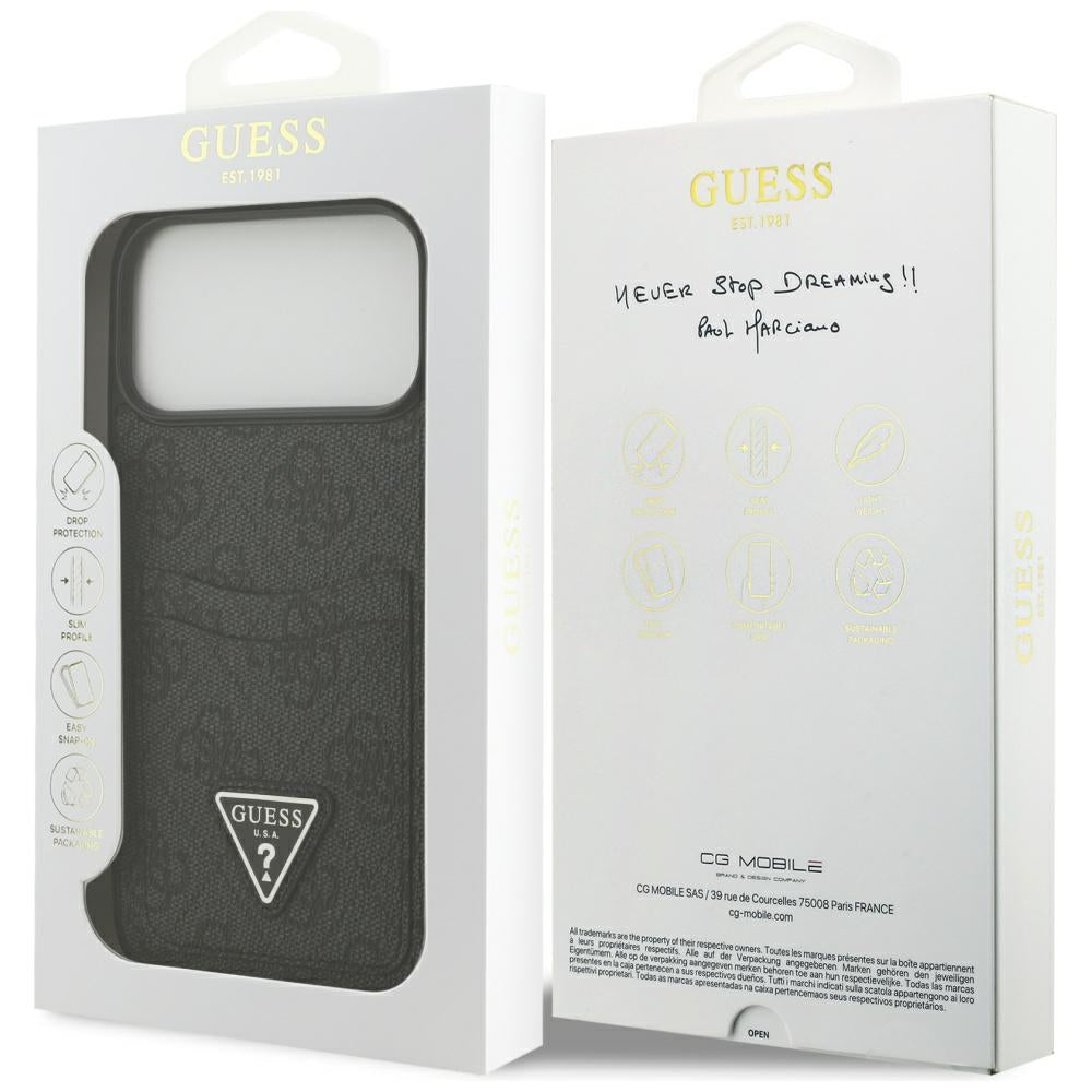 Fodral för Apple iPhone 17 Pro Max, Guess, 4G Double Card Triangle, Svart
