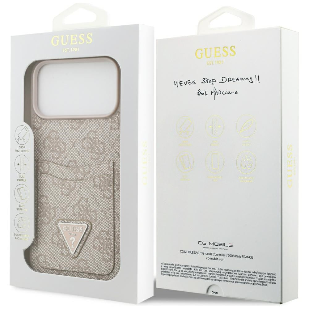 Skyddsfodral för Apple iPhone 17 Pro Max, Guess, 4G Double Card Triangle, Rosa