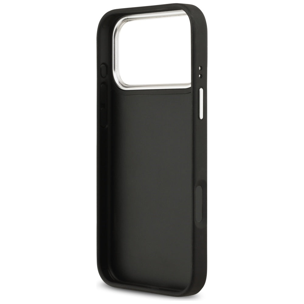 Fodral för Apple iPhone 17 Pro Max, Guess, 4G Grained Big and Classic Logo, Svart Silver