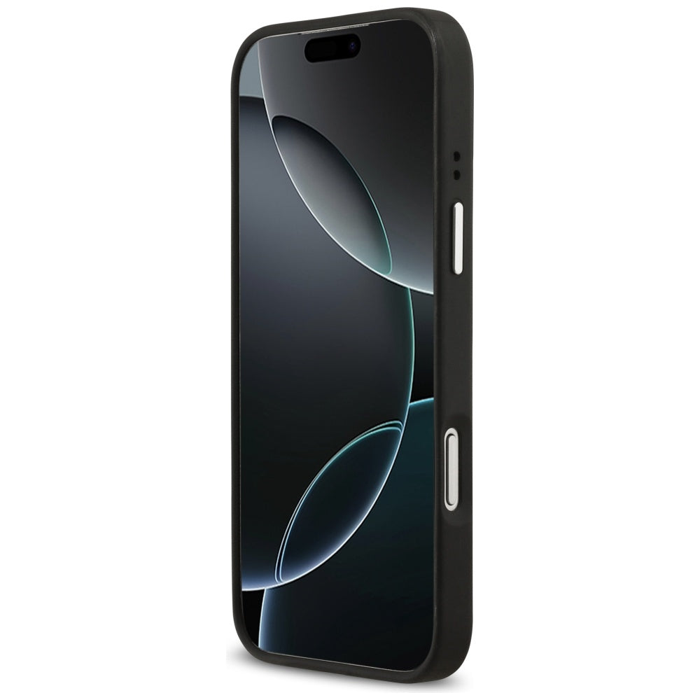 Fodral för Apple iPhone 17 Pro Max, Guess, 4G Grained Big and Classic Logo, Svart Silver