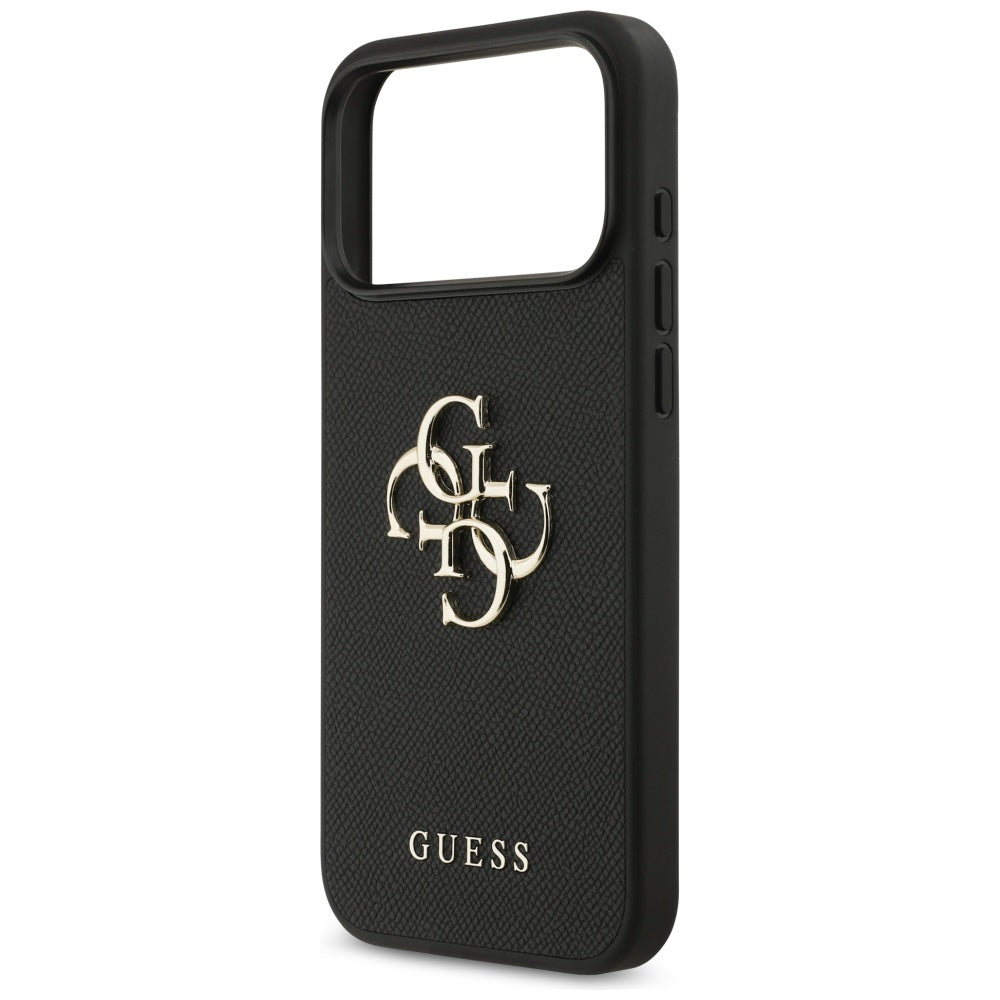 Fodral för Apple iPhone 17 Pro Max, Guess, 4G Grained Big and Classic Logo, Svart