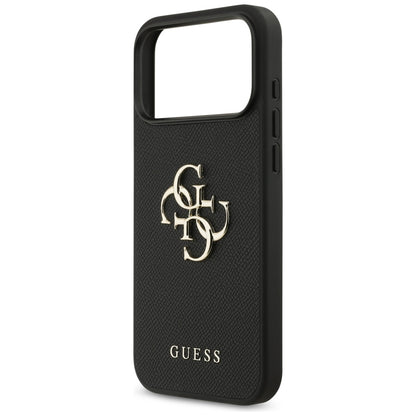 Fodral för Apple iPhone 17 Pro Max, Guess, 4G Grained Big and Classic Logo, Svart