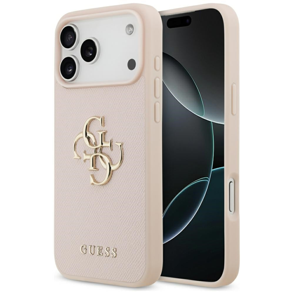 Skyddsfodral för Apple iPhone 17 Pro Max, Guess, 4G Grained Big and Classic Logo, Rosa