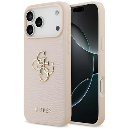 Skyddsfodral för Apple iPhone 17 Pro Max, Guess, 4G Grained Big and Classic Logo, Rosa