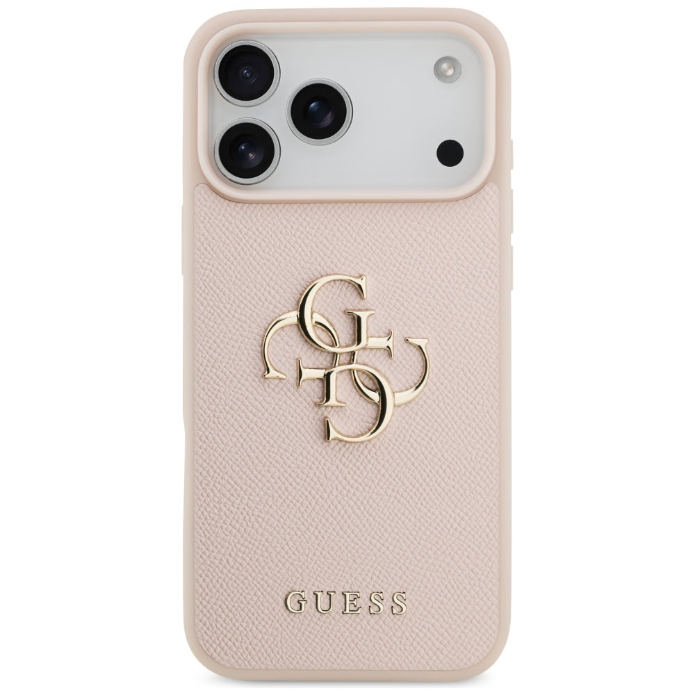 Skyddsfodral för Apple iPhone 17 Pro Max, Guess, 4G Grained Big and Classic Logo, Rosa