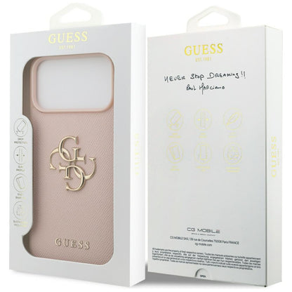 Skyddsfodral för Apple iPhone 17 Pro Max, Guess, 4G Grained Big and Classic Logo, Rosa