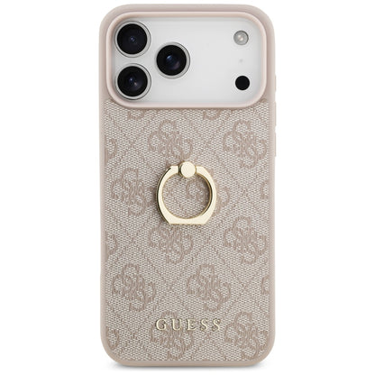 Skyddsfodral för Apple iPhone 17 Pro Max, Guess, 4G Ring Stand, Rosa