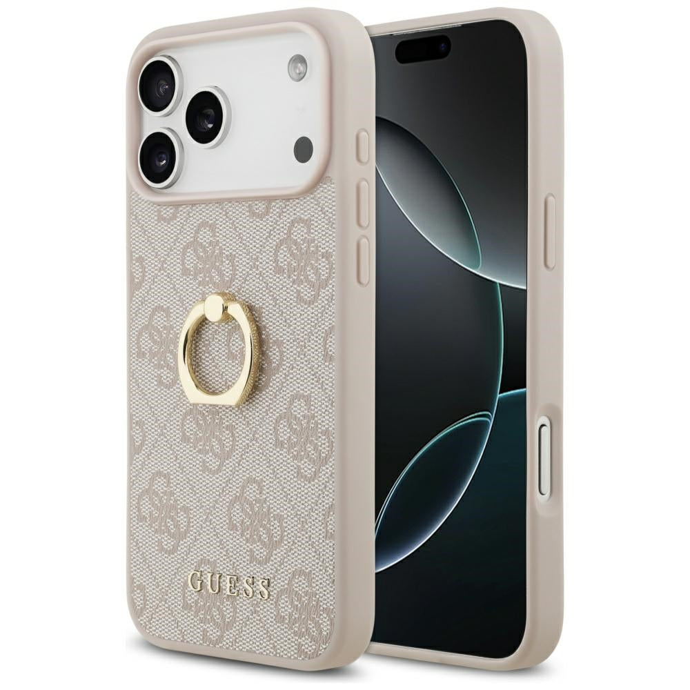 Skyddsfodral för Apple iPhone 17 Pro Max, Guess, 4G Ring Stand, Rosa