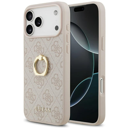 Skyddsfodral för Apple iPhone 17 Pro Max, Guess, 4G Ring Stand, Rosa