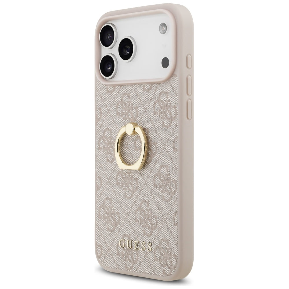 Skyddsfodral för Apple iPhone 17 Pro Max, Guess, 4G Ring Stand, Rosa