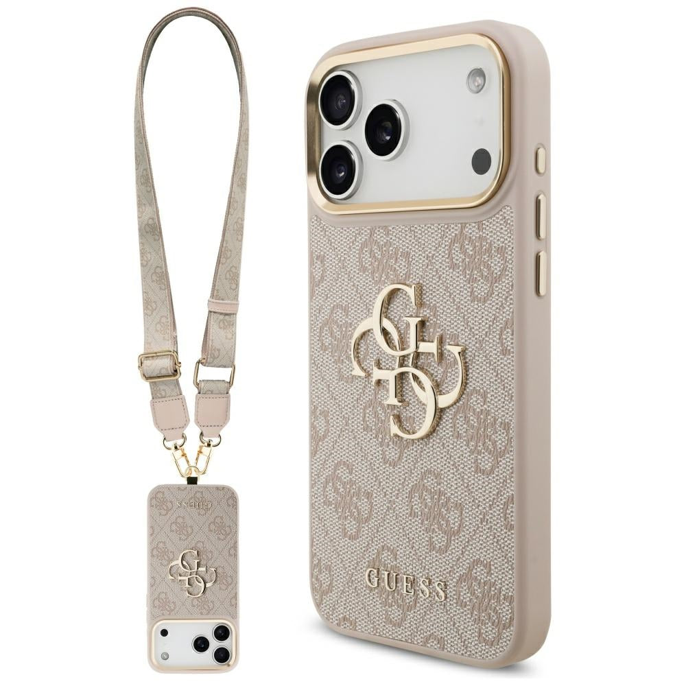 Skyddsfodral för Apple iPhone 17 Pro Max, Guess, Big 4G Classic Logo with Big Strap, Rosa