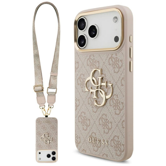 Skyddsfodral för Apple iPhone 17 Pro Max, Guess, Big 4G Classic Logo with Big Strap, Rosa
