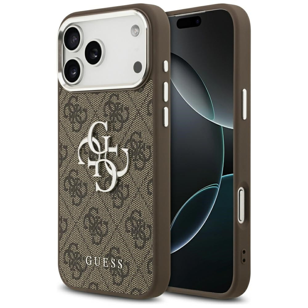Fodral för Apple iPhone 17 Pro Max, Guess, Big 4G Logo Classic, Brun Silver
