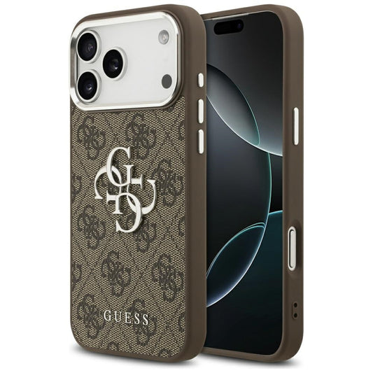 Fodral för Apple iPhone 17 Pro Max, Guess, Big 4G Logo Classic, Brun Silver