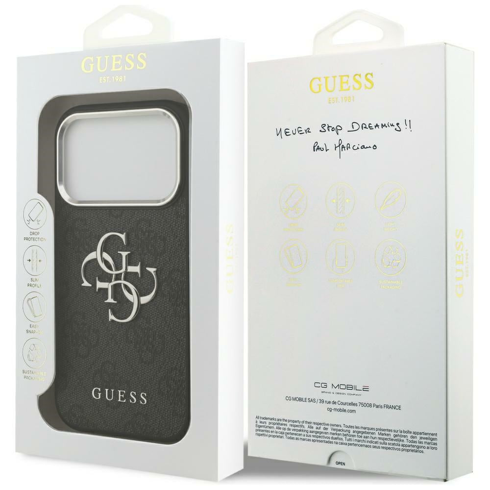 Fodral för Apple iPhone 17 Pro Max, Guess, Big 4G Logo Classic, Svart Silver