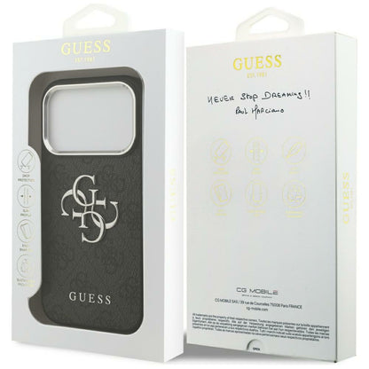 Fodral för Apple iPhone 17 Pro Max, Guess, Big 4G Logo Classic, Svart Silver