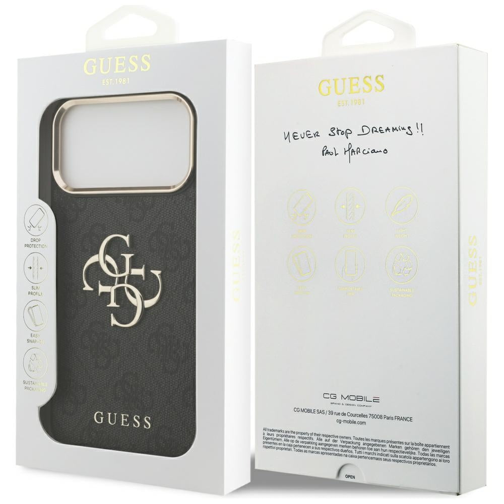 Fodral för Apple iPhone 17 Pro Max, Guess, Big 4G Logo Classic, Svart Guld