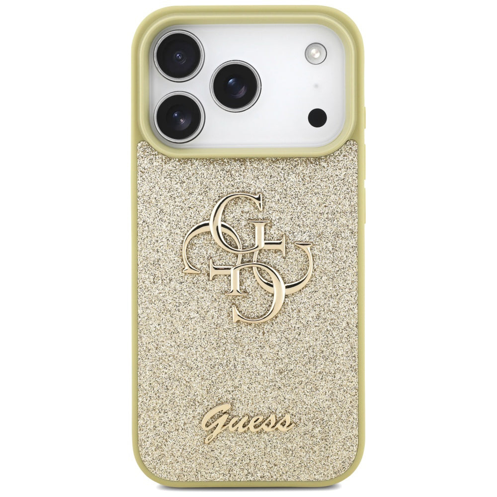 Skyddsfodral för Apple iPhone 17 Pro Max, Guess, Fixed Glitter Big 4G, Guld