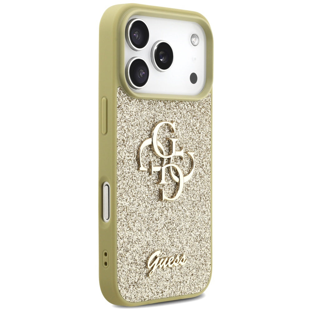 Skyddsfodral för Apple iPhone 17 Pro Max, Guess, Fixed Glitter Big 4G, Guld