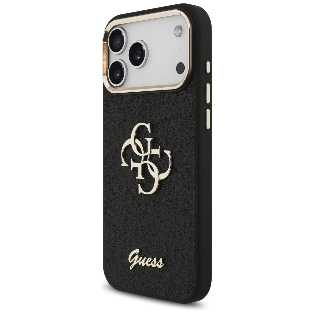 Skyddsfodral för Apple iPhone 17 Pro Max, Guess, Fixed Glitter Big 4G Metal Frame, Svart