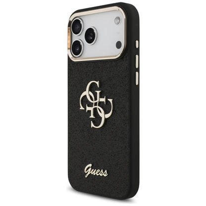 Skyddsfodral för Apple iPhone 17 Pro Max, Guess, Fixed Glitter Big 4G Metal Frame, Svart