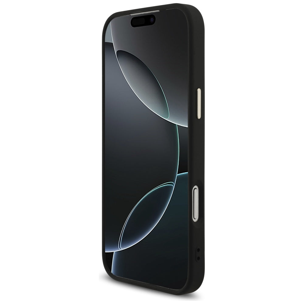 Skyddsfodral för Apple iPhone 17 Pro Max, Guess, Fixed Glitter Big 4G Metal Frame, Svart