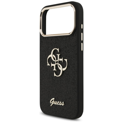Skyddsfodral för Apple iPhone 17 Pro Max, Guess, Fixed Glitter Big 4G Metal Frame, Svart