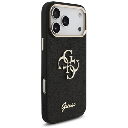 Skyddsfodral för Apple iPhone 17 Pro Max, Guess, Fixed Glitter Big 4G Metal Frame, Svart