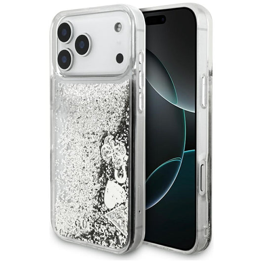 Fodral för Apple iPhone 17 Pro Max, Guess, Liquid Glitter Charms, Silver