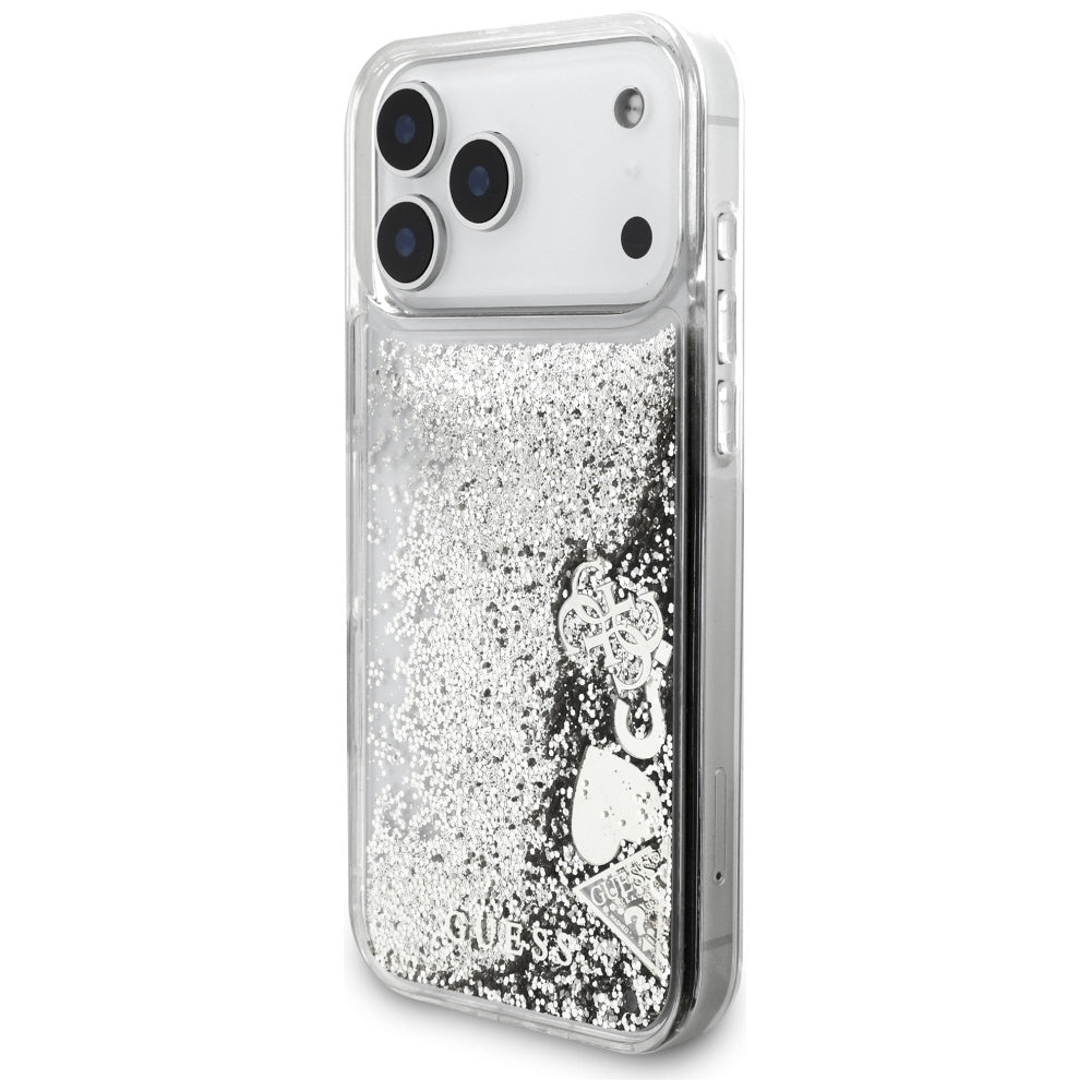 Fodral för Apple iPhone 17 Pro Max, Guess, Liquid Glitter Charms, Silver