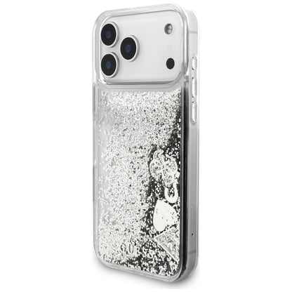 Fodral för Apple iPhone 17 Pro Max, Guess, Liquid Glitter Charms, Silver