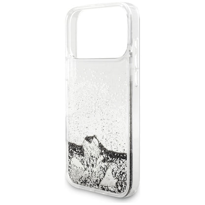 Fodral för Apple iPhone 17 Pro Max, Guess, Liquid Glitter Charms, Silver