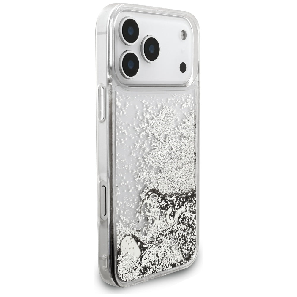 Fodral för Apple iPhone 17 Pro Max, Guess, Liquid Glitter Charms, Silver