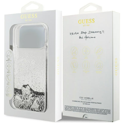 Fodral för Apple iPhone 17 Pro Max, Guess, Liquid Glitter Charms, Silver