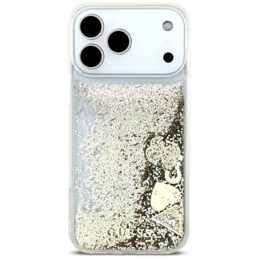Fodral för Apple iPhone 17 Pro Max, Guess, Liquid Glitter Charms, Guld