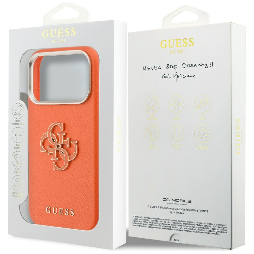 Skyddsfodral för Apple iPhone 17 Pro Max, GUESS, Resin Logo, Orange