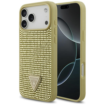 Skyddsfodral för Apple iPhone 17 Pro Max, Guess, Rhinestone Triangle Logo, Guld