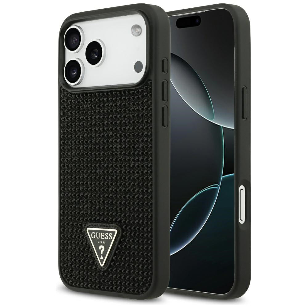 Skyddsfodral för Apple iPhone 17 Pro Max, Guess, Rhinestone Triangle Logo, Svart