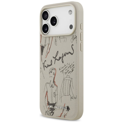 Skyddsfodral för Apple iPhone 17 Pro Max, Karl Lagerfeld, Grained Pattern Logo, Grå