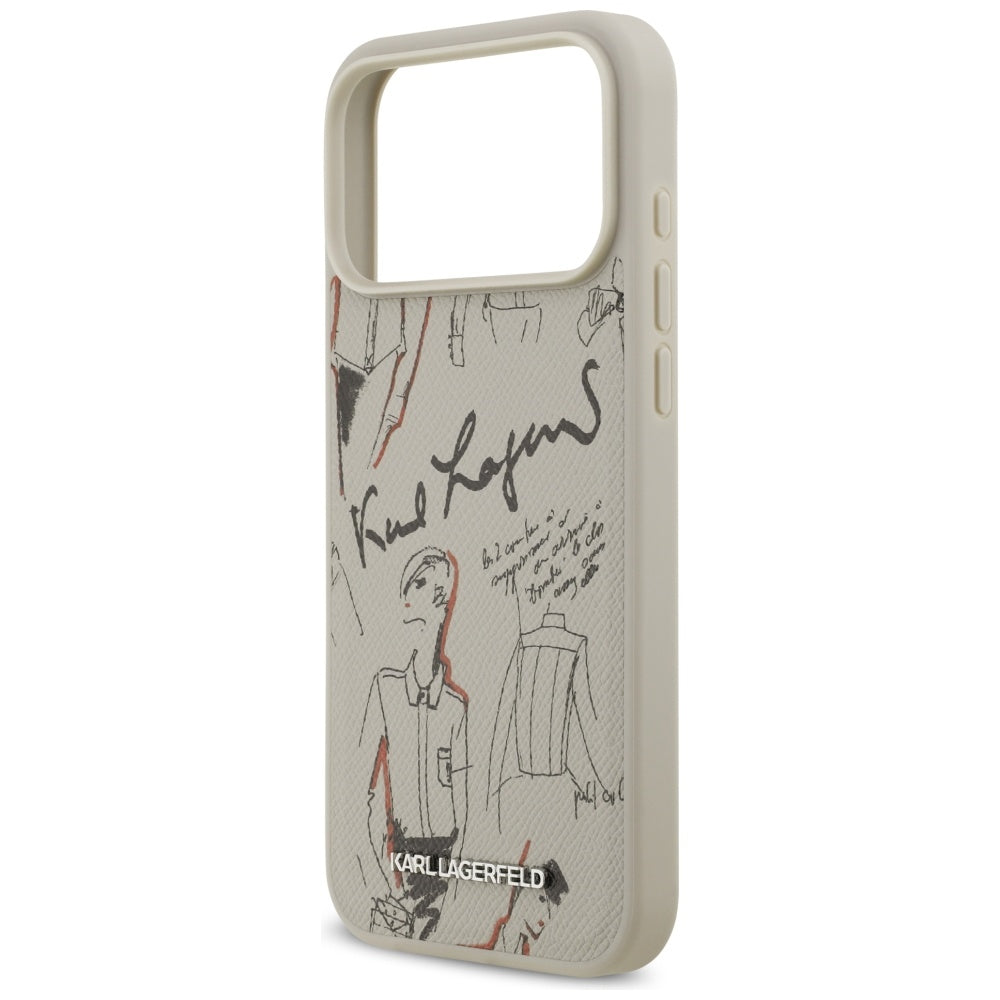 Skyddsfodral för Apple iPhone 17 Pro Max, Karl Lagerfeld, Grained Pattern Logo, Grå