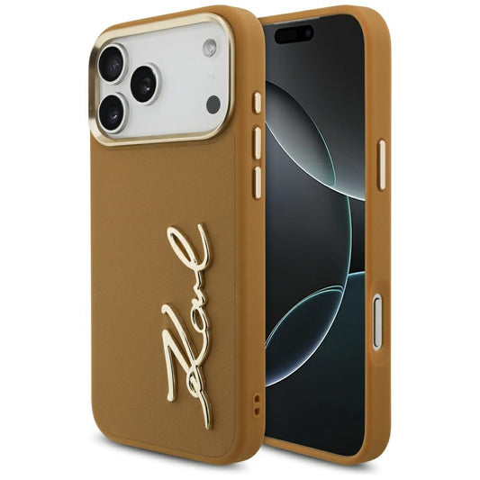 Fodral för Apple iPhone 17 Pro Max, Karl Lagerfeld, Script Logo, Brun