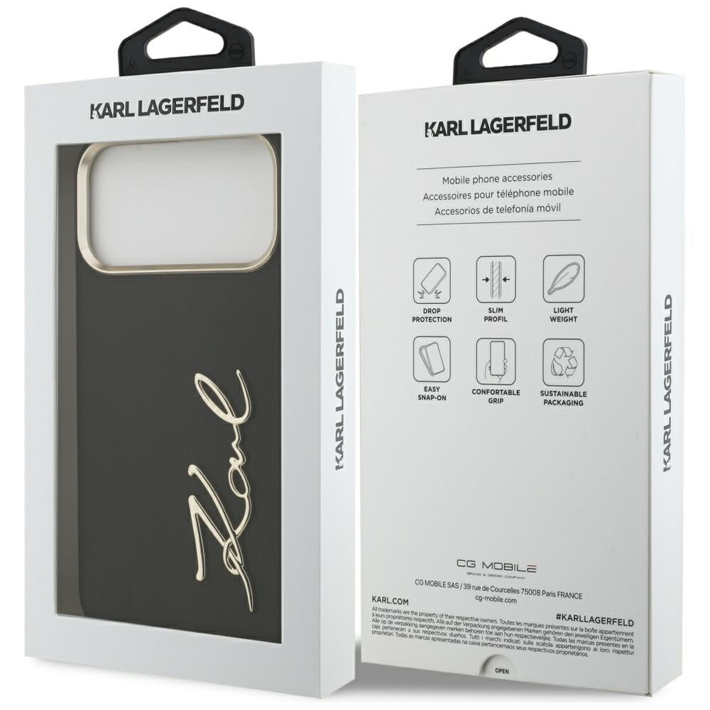 Fodral för Apple iPhone 17 Pro Max, Karl Lagerfeld, Script Logo, Svart
