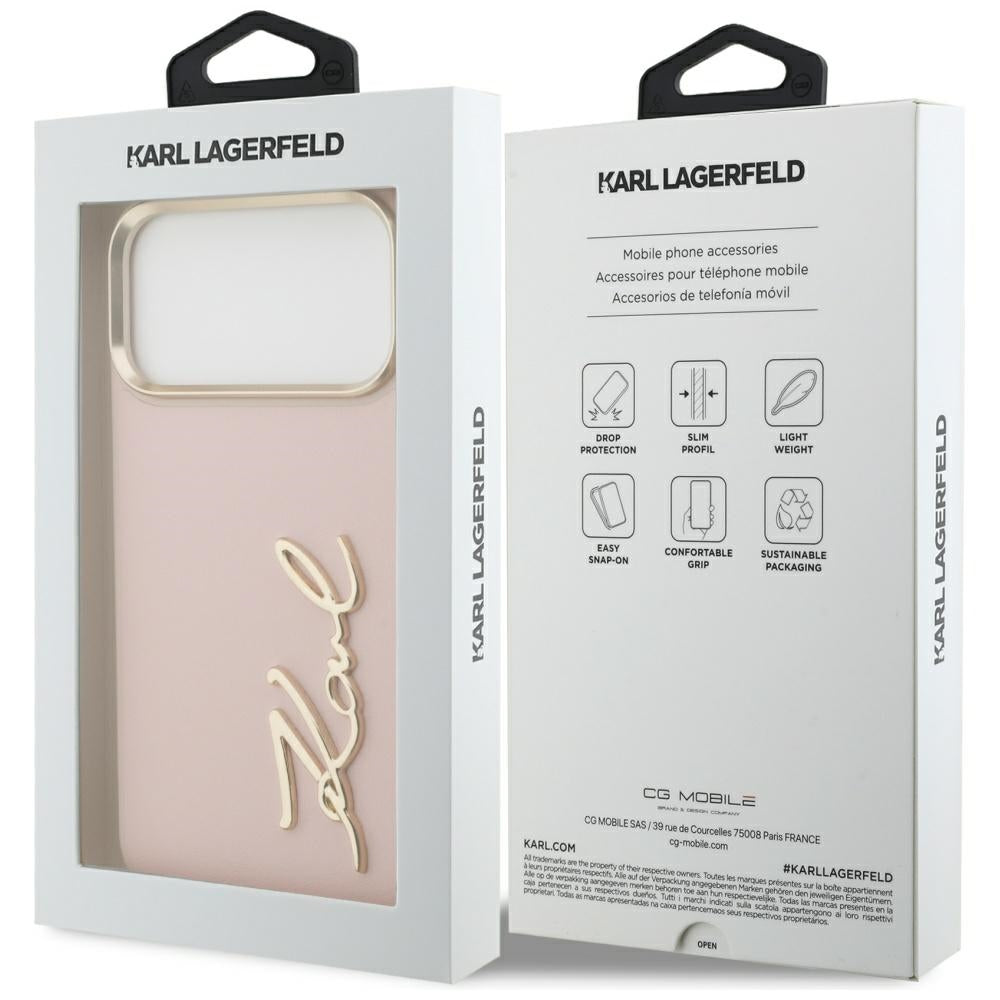 Fodral för Apple iPhone 17 Pro Max, Karl Lagerfeld, Script Logo, Rosa