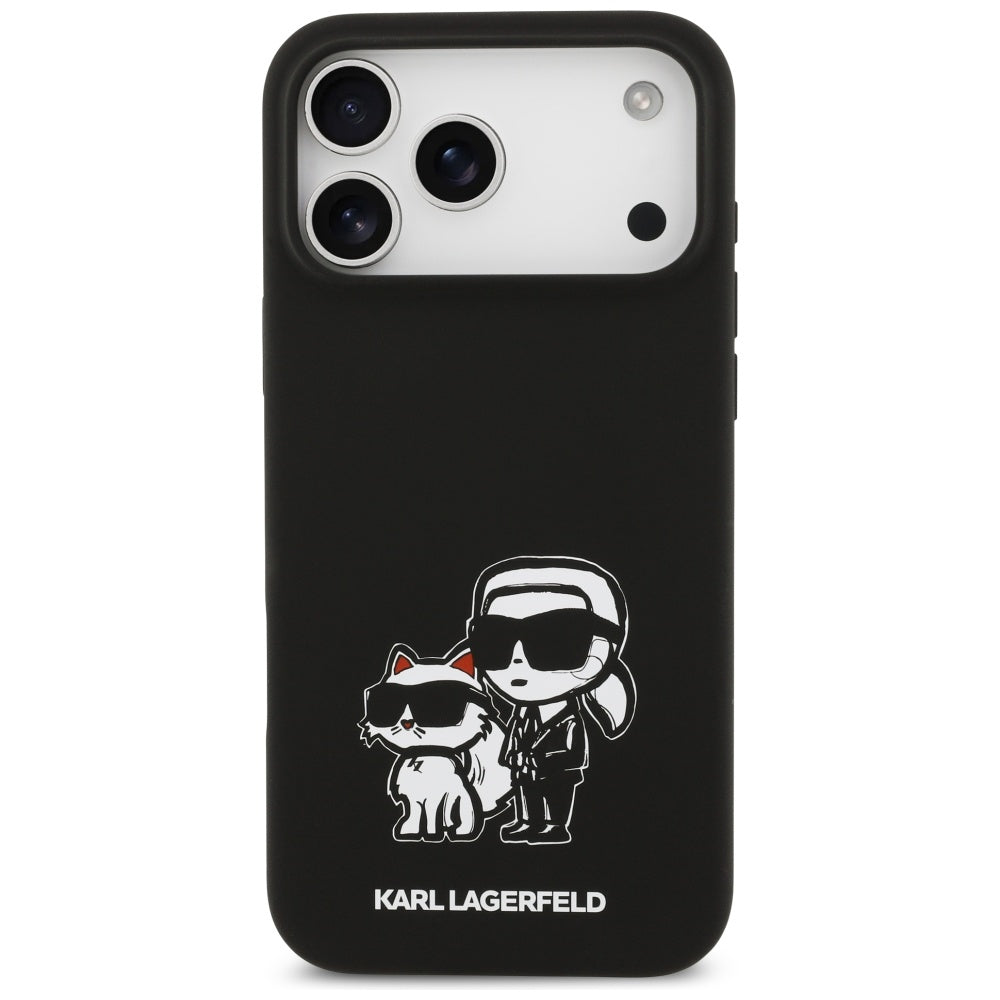 Skyddsfodral för Apple iPhone 17 Pro Max, Karl Lagerfeld, Sketch and Logo Karl & Choupette, Svart