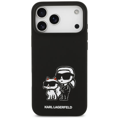 Skyddsfodral för Apple iPhone 17 Pro Max, Karl Lagerfeld, Sketch and Logo Karl & Choupette, Svart